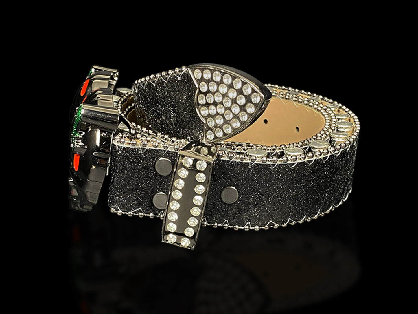 Shattered Chrome Bullet Belt - Black