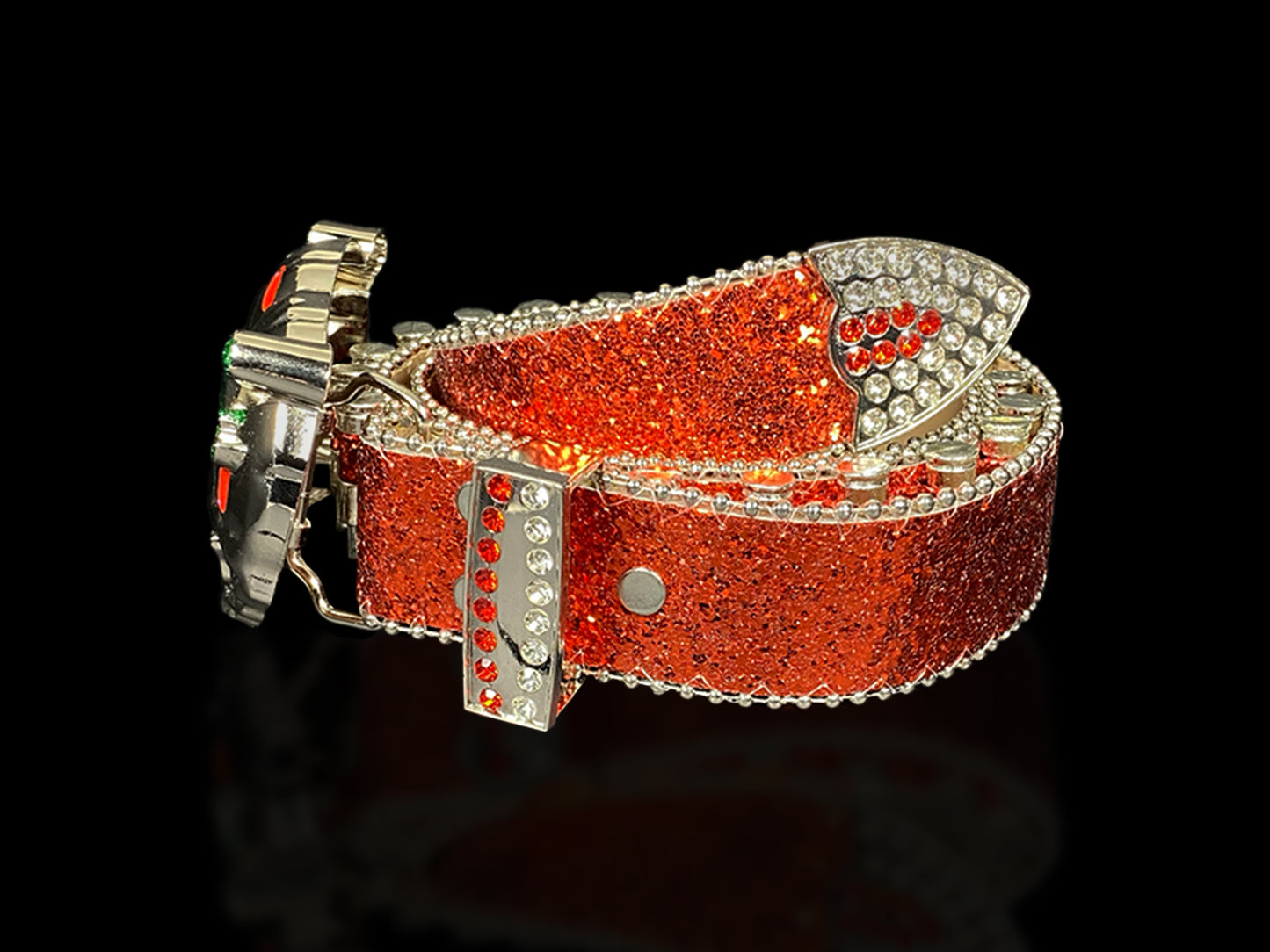 Shattered Chrome Bullet Belt - Red