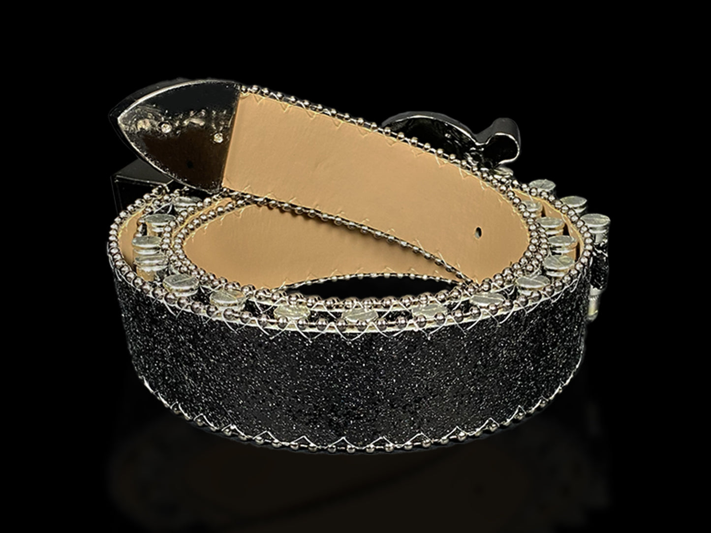 Shattered Chrome Bullet Belt - Black