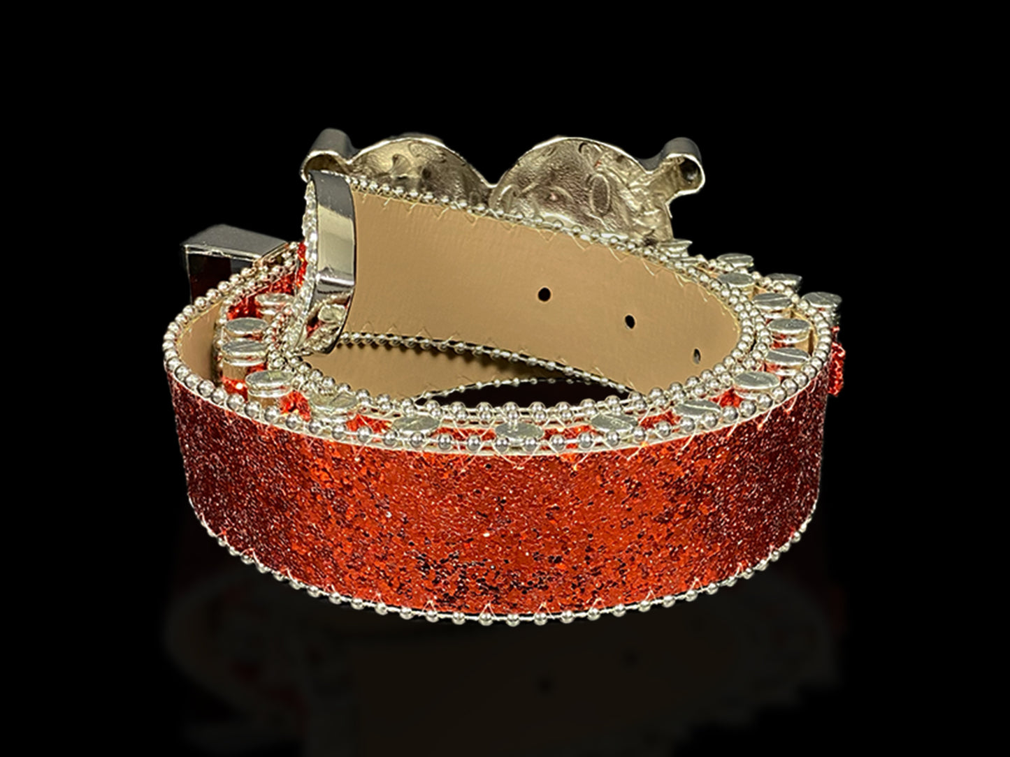 Shattered Chrome Bullet Belt - Red