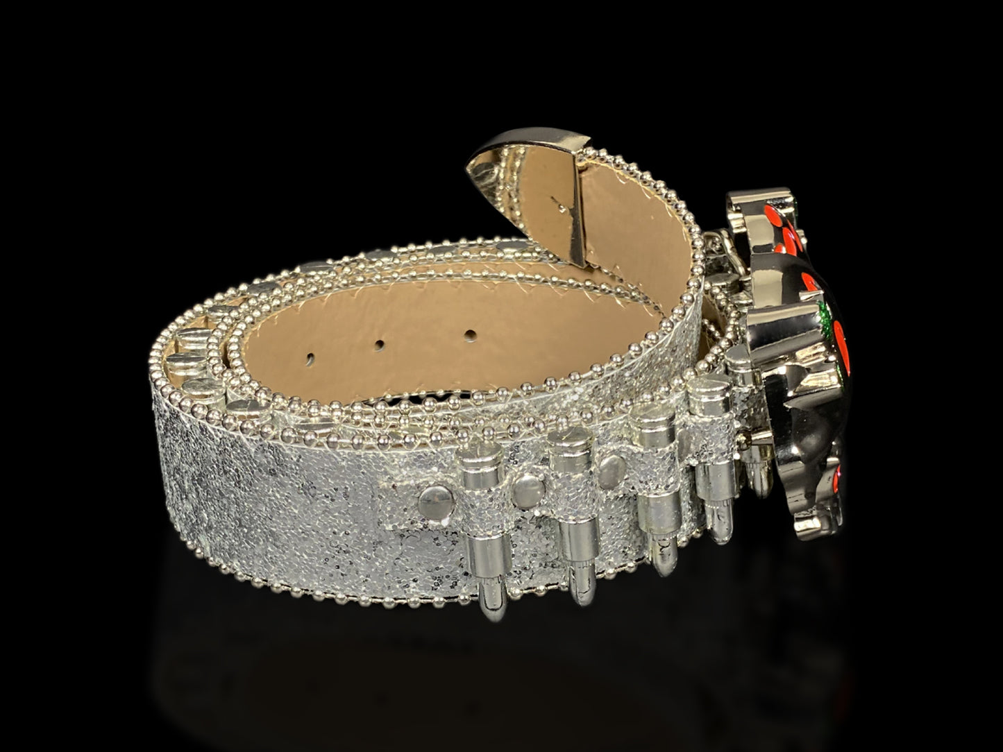 Shattered Chrome Bullet Belt - Silver