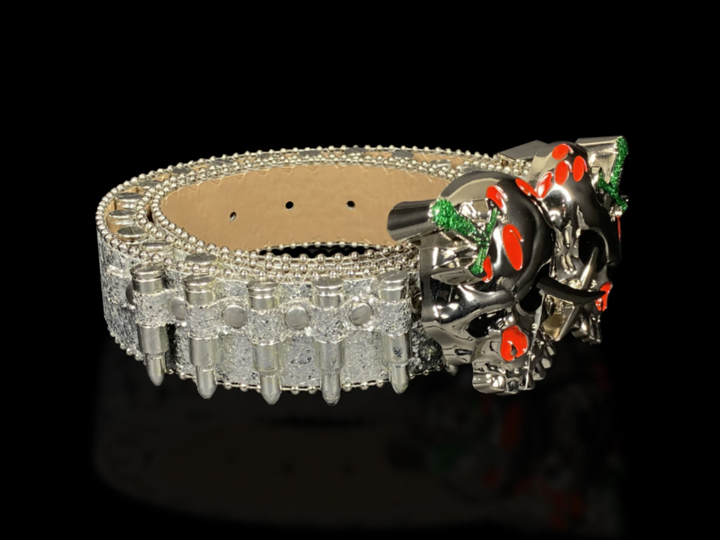 Shattered Chrome Bullet Belt - Silver