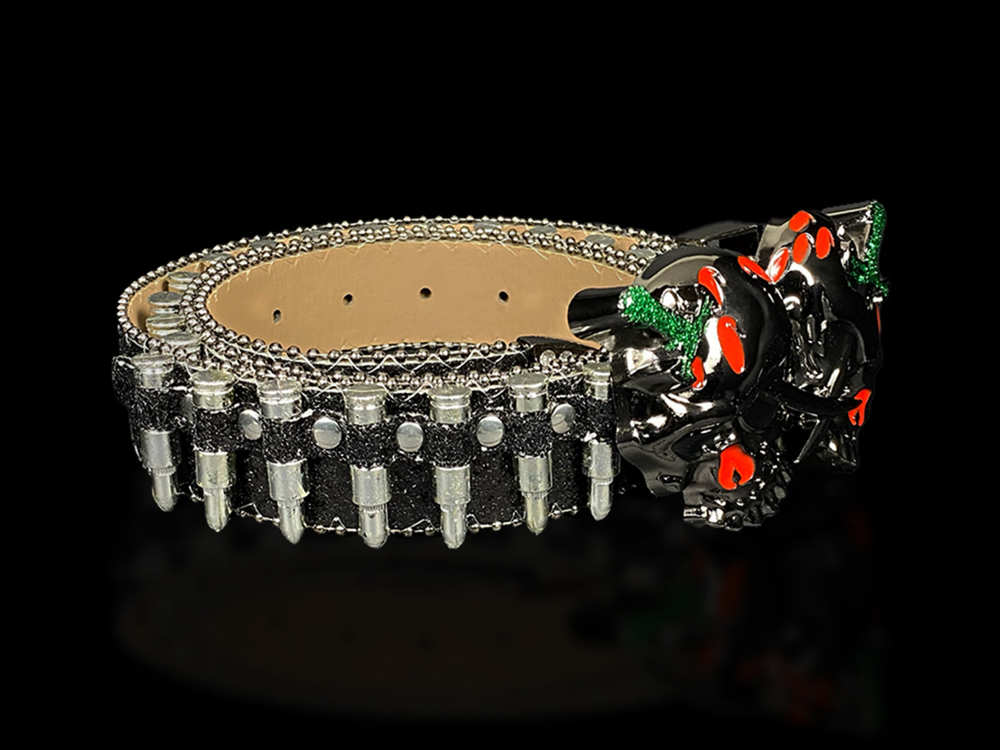 Shattered Chrome Bullet Belt - Black