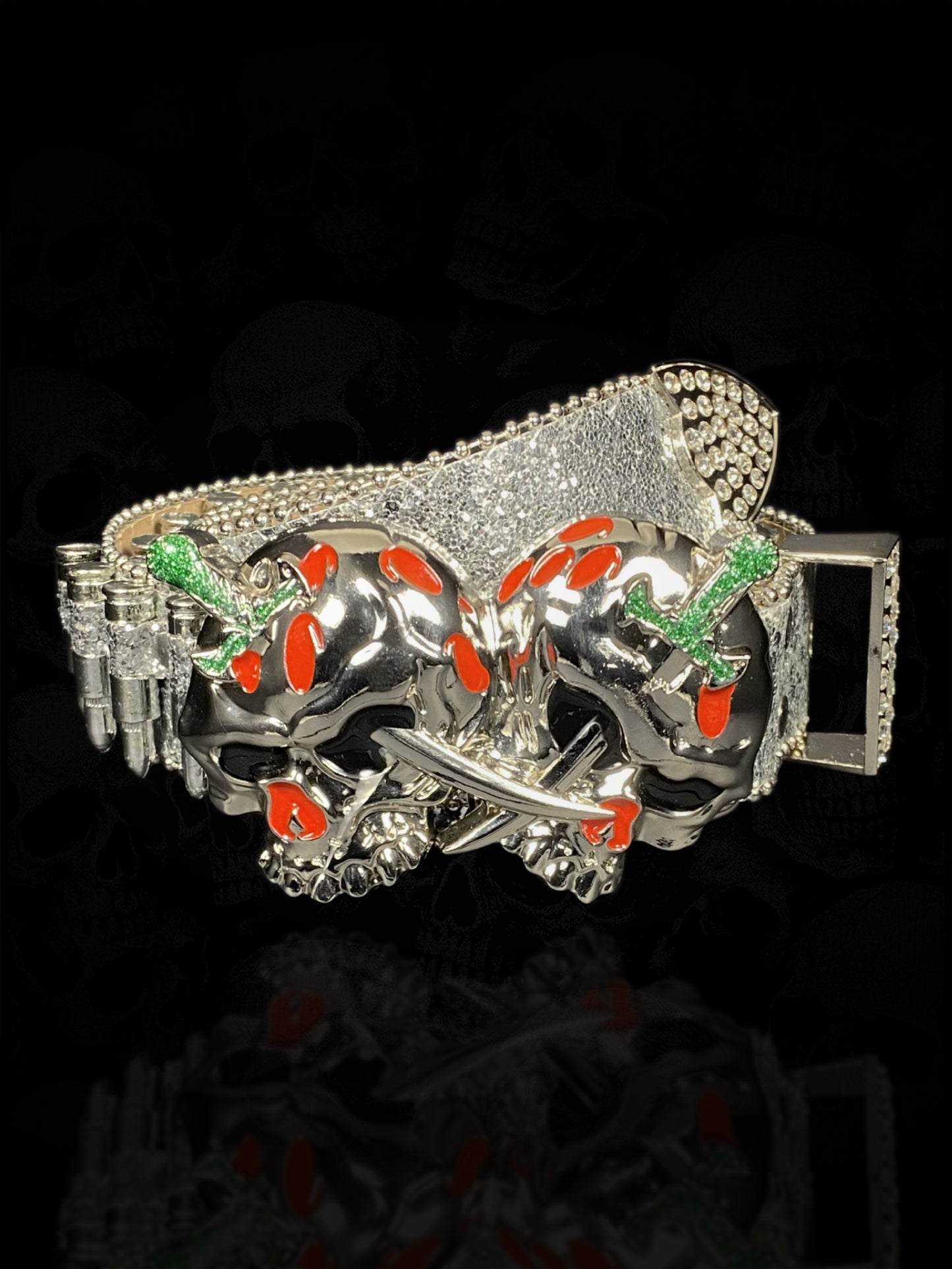 Shattered Chrome Bullet Belt - Silver