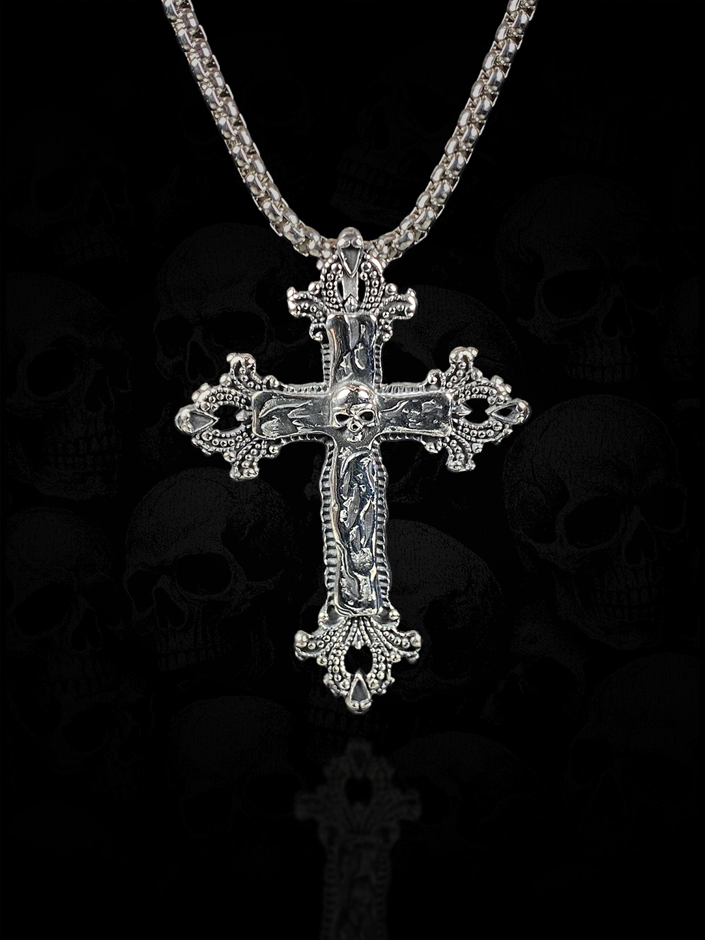 Baroque Skull Cross Necklace