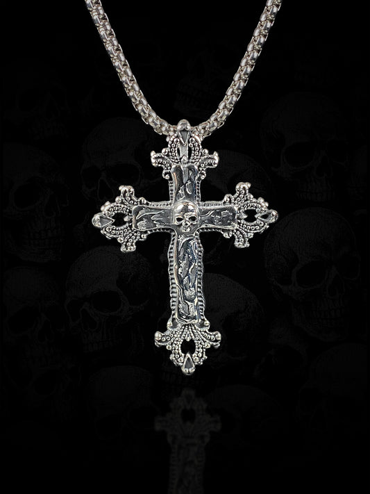 Baroque Skull Cross Necklace